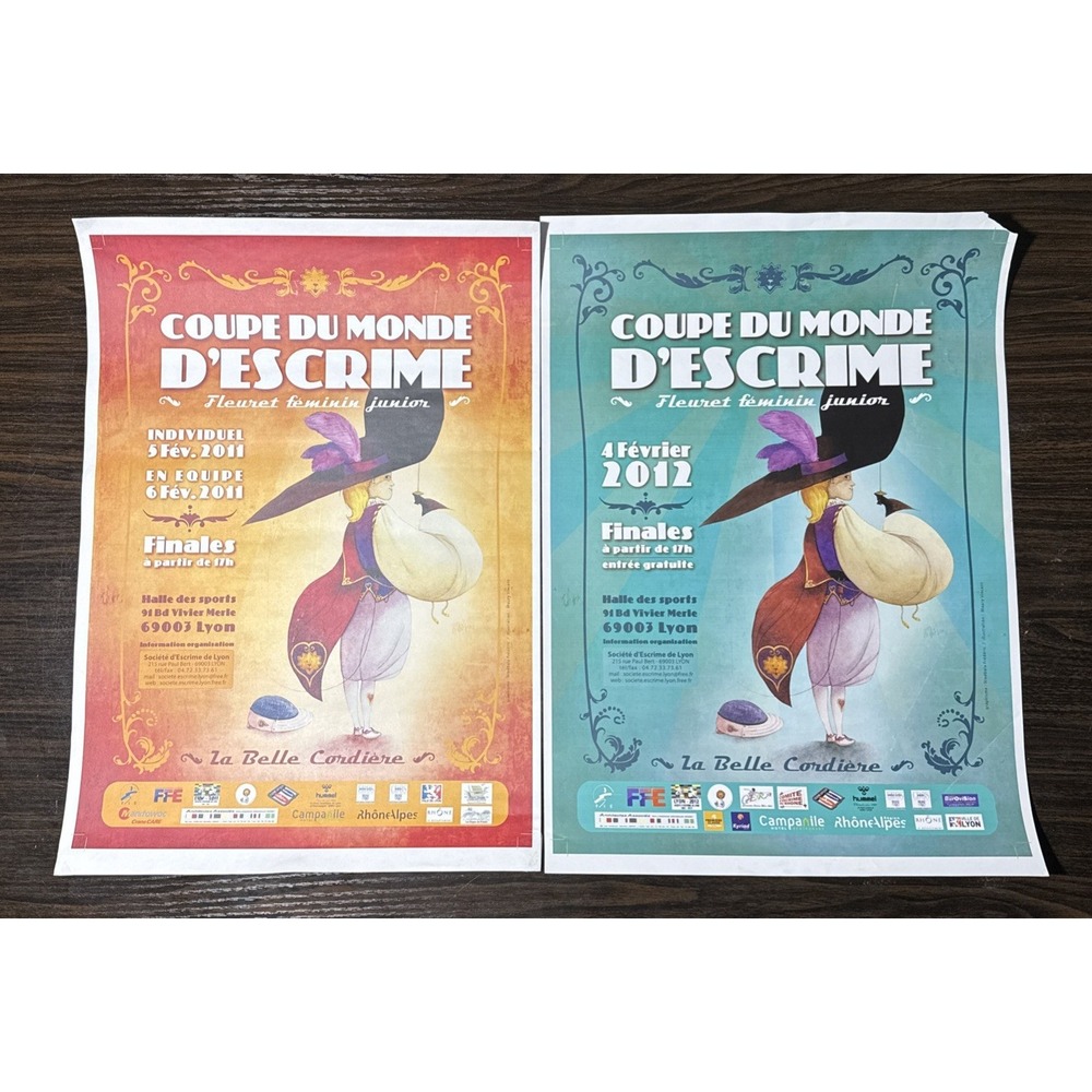 Fencing Poster France, Lyon lot of 3-2011 2012 2013 ( Coupe Du Monde D'ESCRIME )